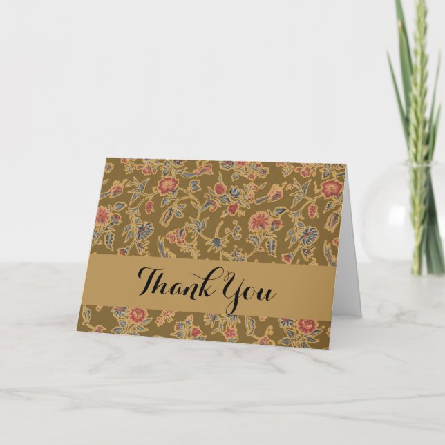Classic Flower Chintz Pretty Soft Floral Design Thank You Card (Front)