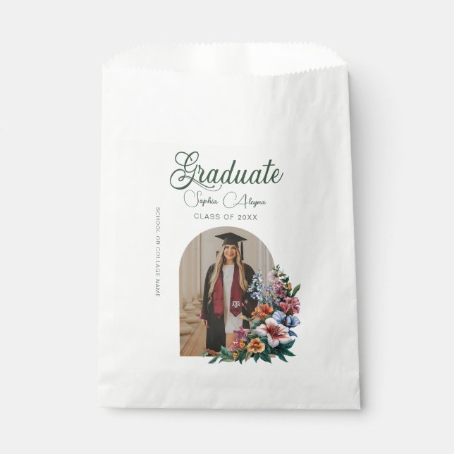 Classic Flower Garden Photo Graduation Favour Bags (Front)
