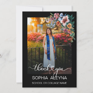 Classic Flower Photo Graduation Thank You Card