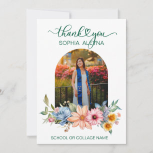 Classic Flower Photo Graduation Thank You Card