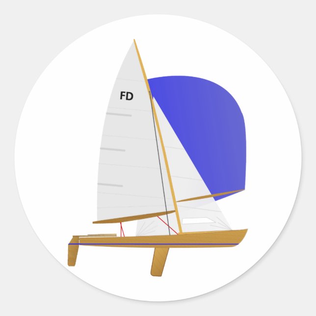 Classic Flying Dutchman Sailboat Round Sticker (Front)