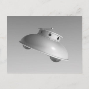 Classic Flying Saucer BW Postcard