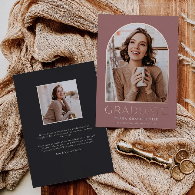 Classic Foil Arch Photo Graduation Announcement (Creator Uploaded)