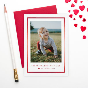 Classic foil frame Portrait Photo Valentine's Day Card