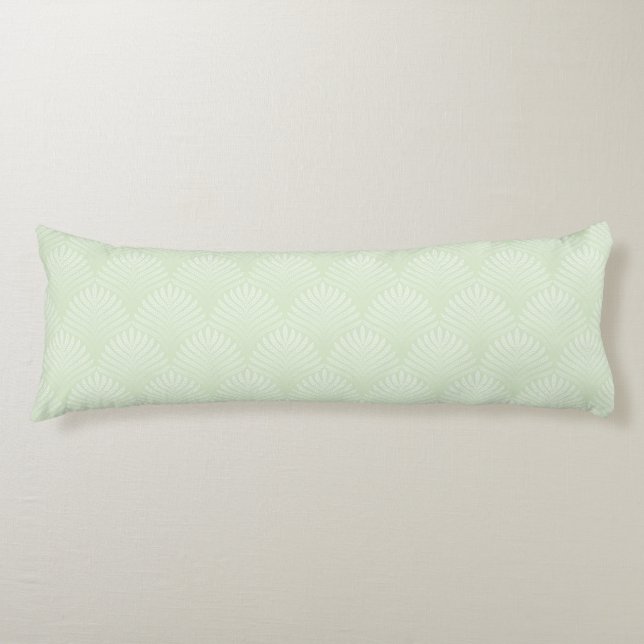 Classic foliage pattern in white and green body cushion (Front)