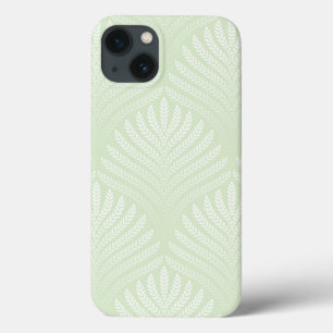Classic foliage pattern in white and green iPhone 13 case