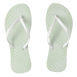 Classic foliage pattern in white and green flip flops