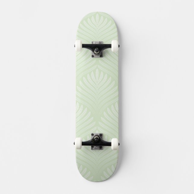 Classic foliage pattern in white and green skateboard (Front)