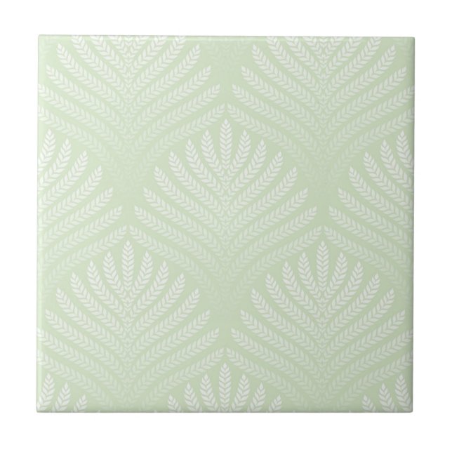 Classic foliage pattern in white and green tile (Front)