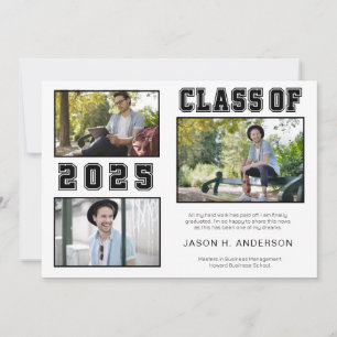 Classic Font 3 Photo Graduation Announcement