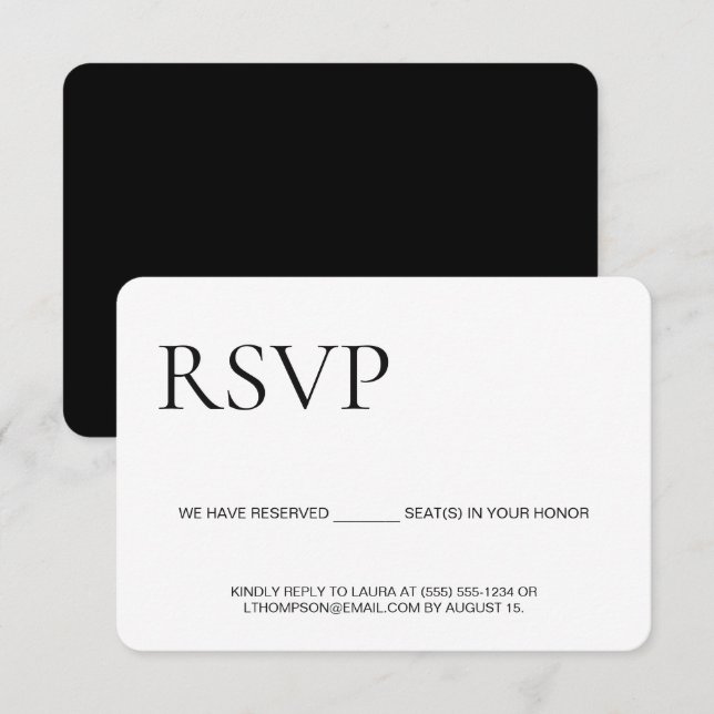 Classic Font RSVP without mailing Reserved Seat (Front/Back)