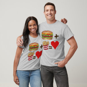 Classic Food Pairing Burger + Fries = Love Heart T-Shirt