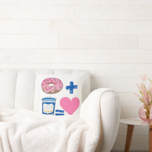 Classic Food Pairing Doughnut + Coffee = Love Hear Cushion