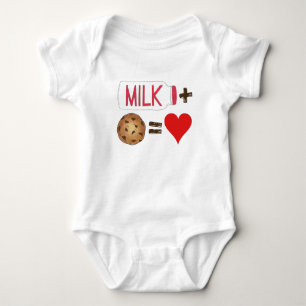 Classic Food Pairing Milk + Cookies = Love Heart Baby Bodysuit