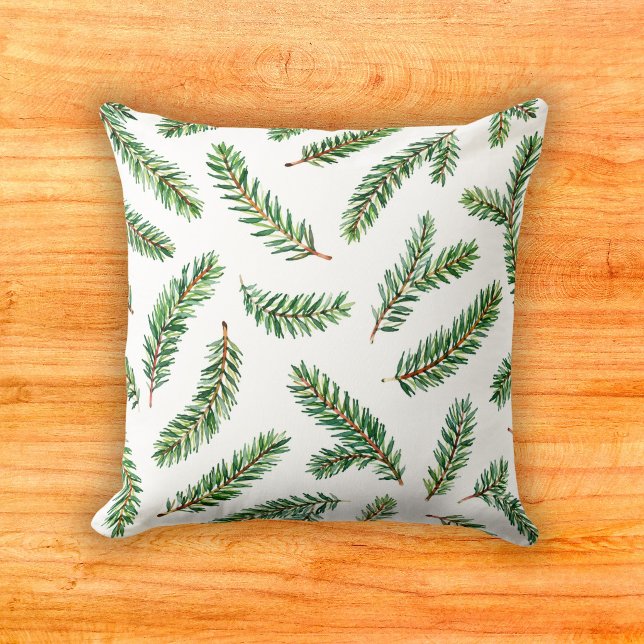 Classic Forest Douglas Fir Watercolor Pattern Cushion (Creator Uploaded)