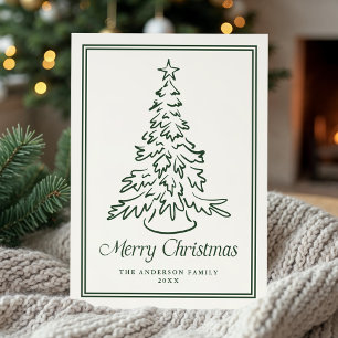 Classic Forest Green Christmas Tree Non-Photo Holiday Card