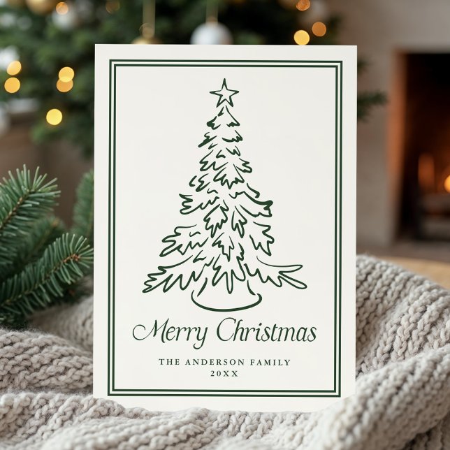 Classic Forest Green Christmas Tree Non-Photo Holiday Card (Creator Uploaded)