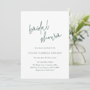 Classic Forest Green Elegant Bridal Shower Invitation