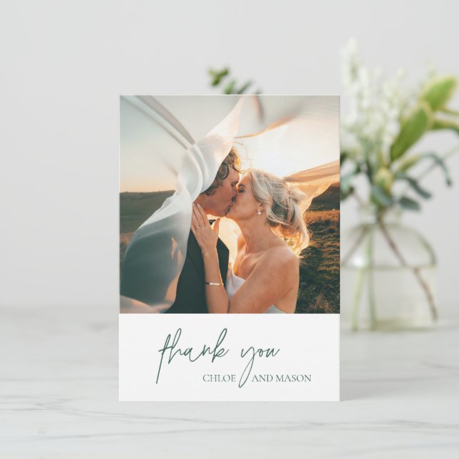 Classic Forest Green Forest Elegant Wedding Thank You Card (Standing Front)