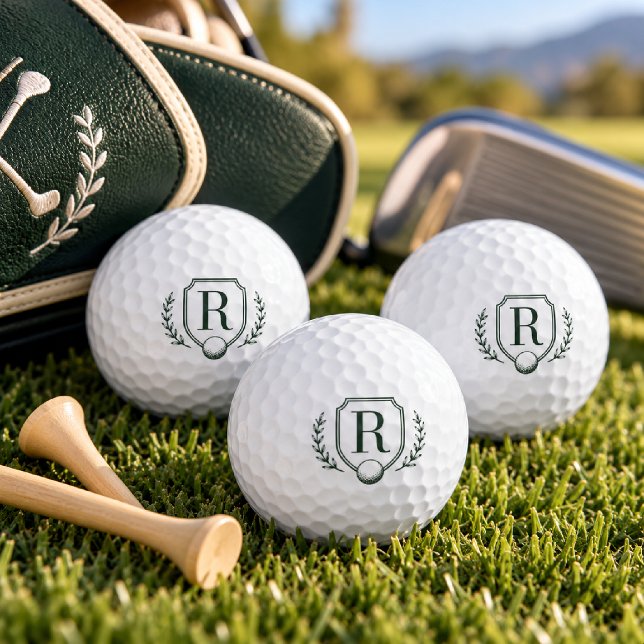 Classic Forest Green Golf Monogram Crest Balls (Creator Uploaded)