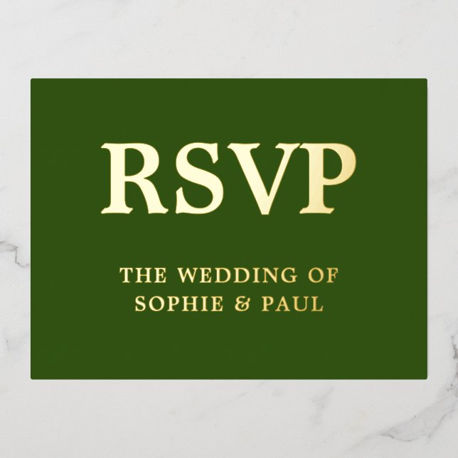 Classic Forest Green Song Choice Foil RSVP Card (Front)