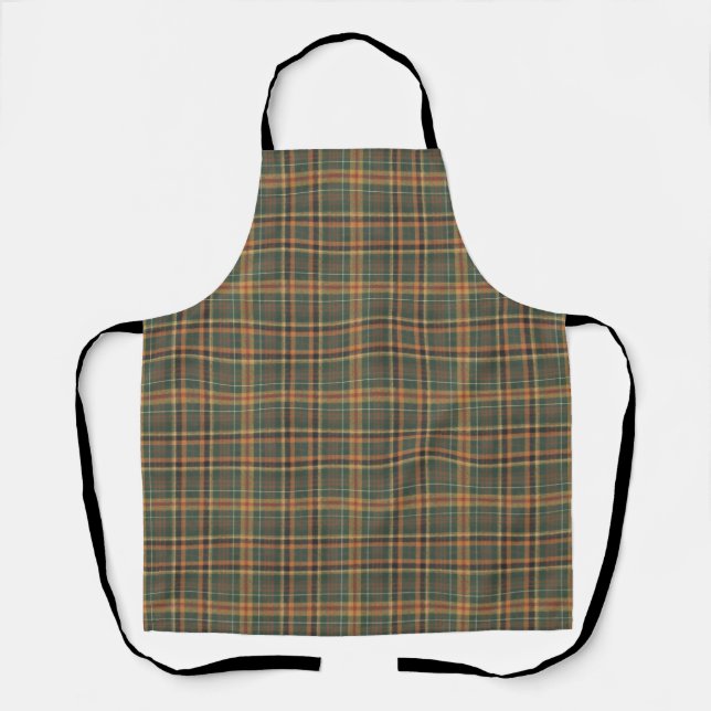 Classic Forest Green Tartan Plaid Pattern Apron (Front)