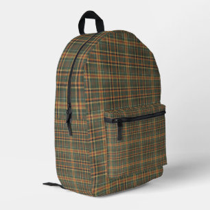 Classic Forest Green Tartan Plaid Pattern Printed Backpack