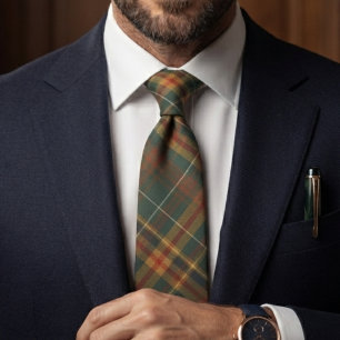 Classic Forest Green Tartan Plaid Pattern Tie