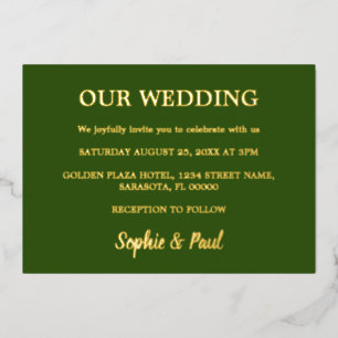 Classic Forest Green Wedding Foil Invitation