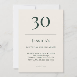 Classic Forest & Linen 30th Birthday Celebration Invitation