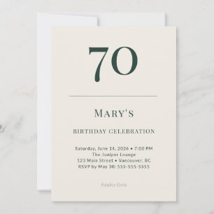 Classic Forest & Linen 70th Birthday Celebration Invitation
