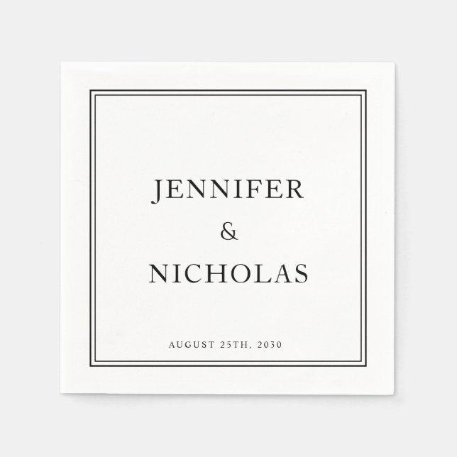  Classic Formal Black And White Wedding Napkin (Front)