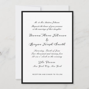 Classic formal black border Wedding Invitation