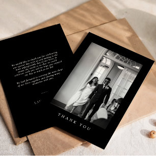 Classic Formal Black Wedding Photo Thank You Card
