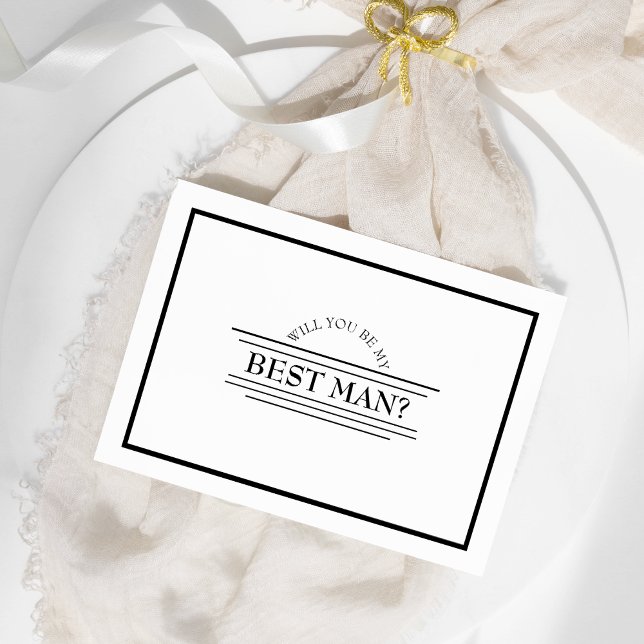 Classic Formal Black White Best Man Proposal Card (Creator Uploaded)