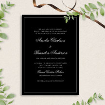 Classic Formal Black & White Border Script Wedding