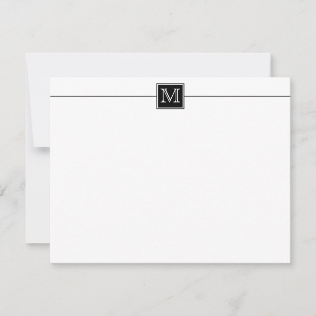Classic Formal Black & White Monogram Typography Card (Front)