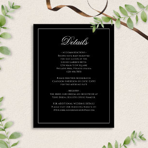 Classic Formal Black & White Wedding Details Enclosure Card