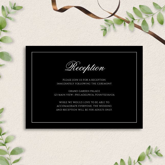 Classic Formal Black & White Wedding Reception Enclosure Card (Creator Uploaded)