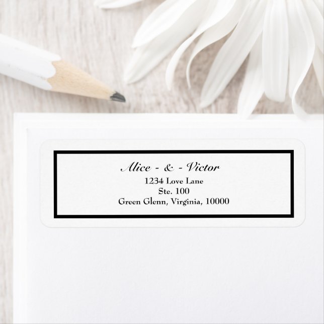 Classic Formal Black White Wedding Return Address (Insitu)
