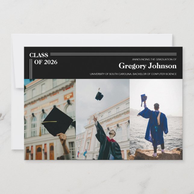 Classic formal boy graduation announcement card (Front)