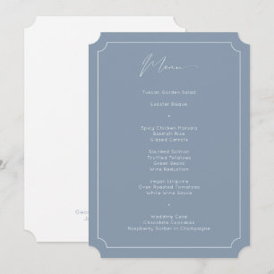 Classic Formal Calligraphy Dusty Blue Wedding Menu