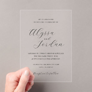 Classic Formal Elegant Wedding Acrylic Invitations