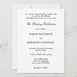 Classic Formal Elegant White Traditional Wedding Invitation