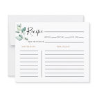 Classic Formal Green Bridal Shower Recipe Card