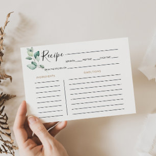 Classic Formal Green Bridal Shower Recipe Card