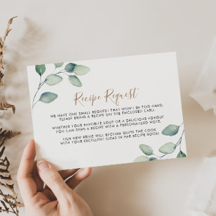 Classic Formal Green Leaf Wedding Recipe Request  Enclosure Card