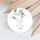 Classic Formal Green Leaves Wedding  Classic Round Sticker<br><div class="desc">This classic formal green leaves wedding classic round sticker is perfect for a rustic wedding reception. The design features watercolor hand-drawn green leaves,  inspiring natural beauty.</div>