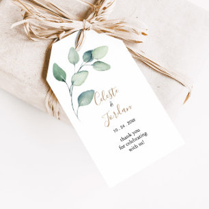 Classic Formal Green Leaves Wedding  Gift Tags