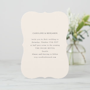 Classic Formal Ivory Ecru Unique Shape Wedding Invitation